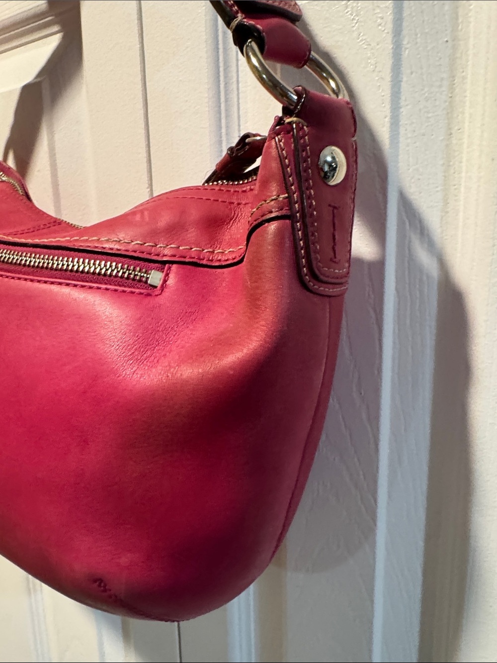 Coach Hot Pink Y2K Hobo Leather Shoulder Bag - Coach - Picture 5 of 11